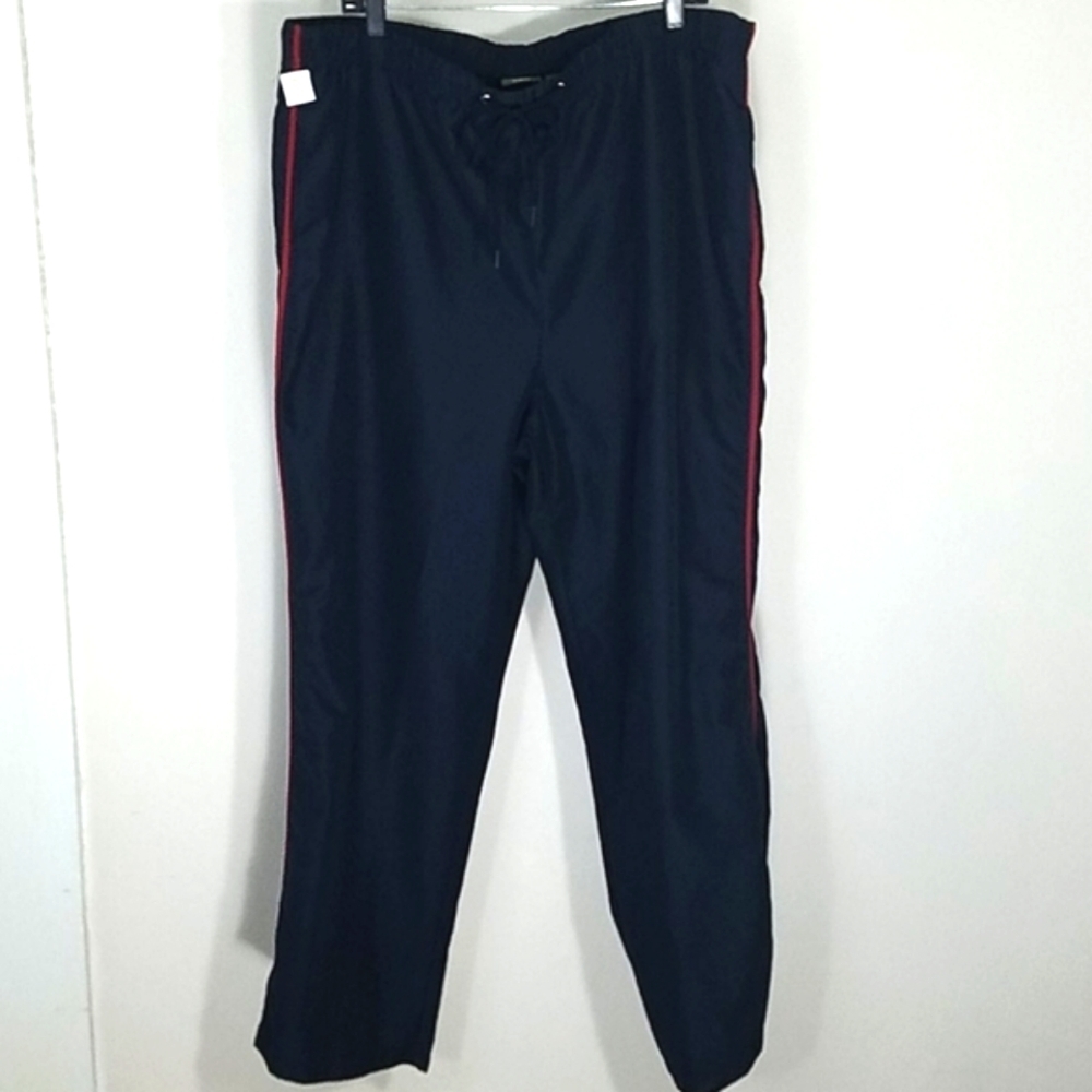 Pants Track Athletic Sweat navy blue red stripes